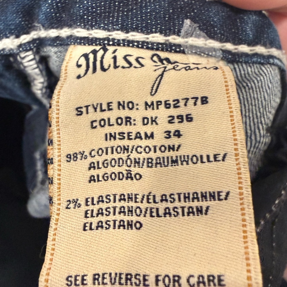 Miss Me Mid Rise Bootcut Jeans Dark Wash Size 31 Inseam 34 - Picture 6 of 7
